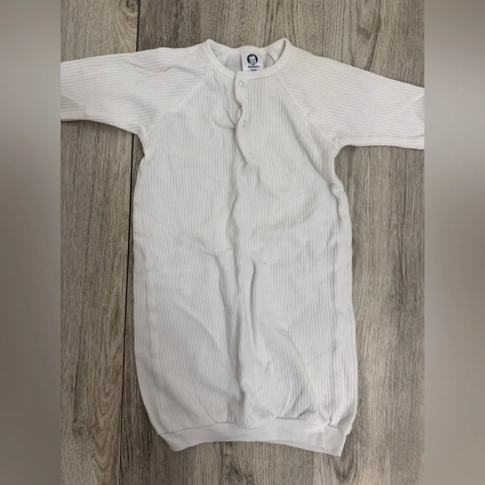 Gerber White Baby Nightgown - sleeves say Baby Boy